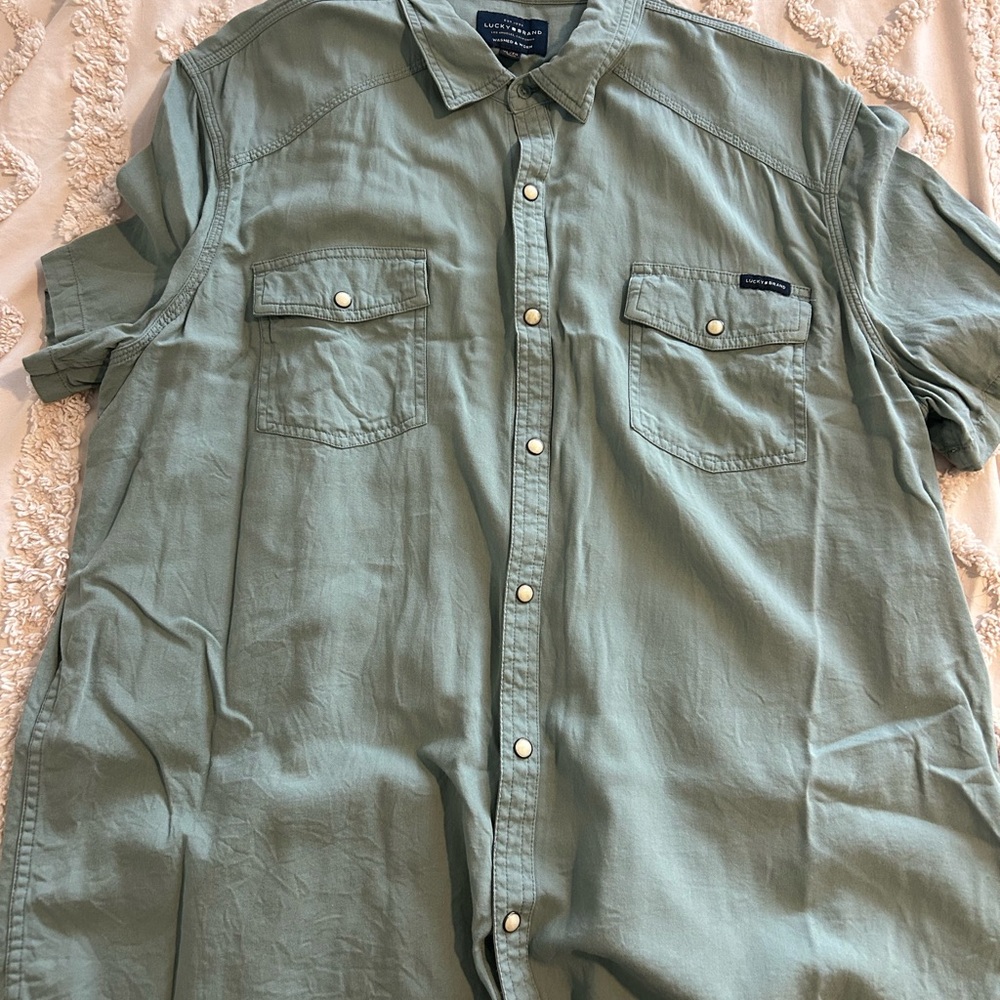 Lucky Brand Sage Green Casual Button Down Shirt